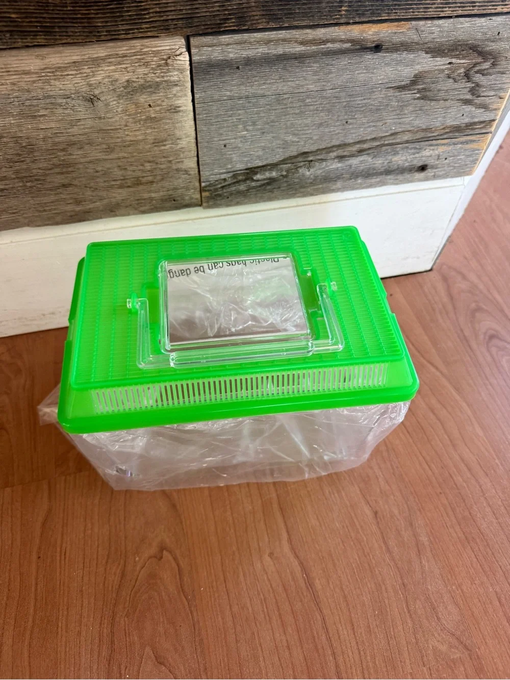 Green Plastic Bug Catcher Cage Container with Venting Lid